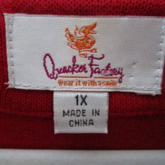 Quacker Factory Layered Sweater Cardigan Red Studded Detail Size 1X - Picture 7 of 7